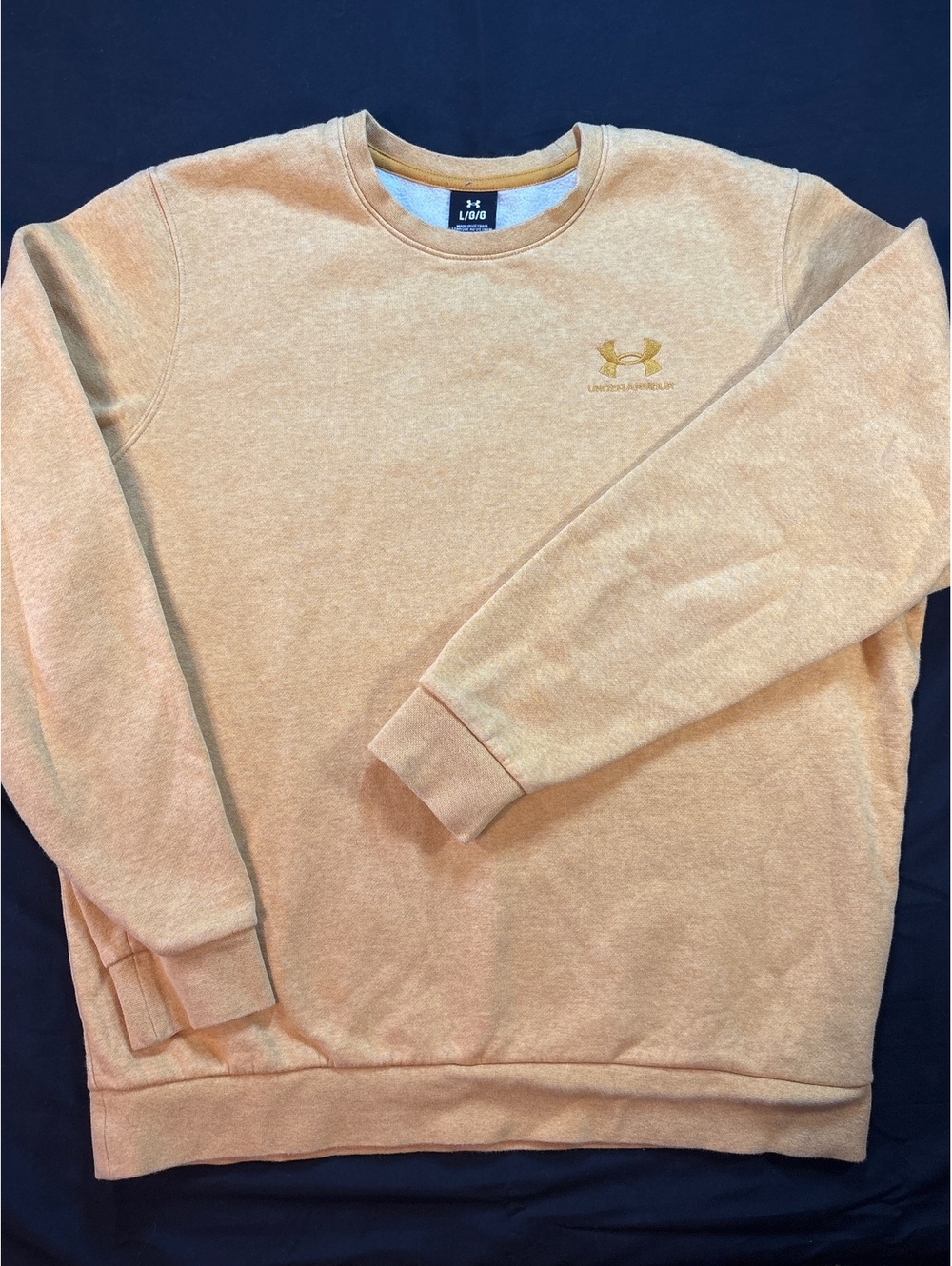 Under Armour Men’s L Golden Yellow Heather Crewneck Sweatshirt Embroidered Logo